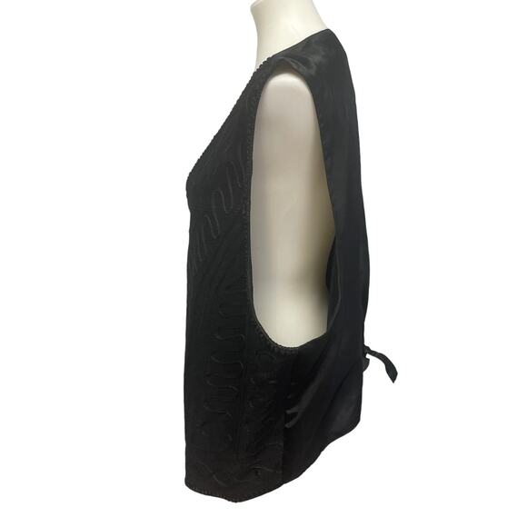 August Max Woman 2X Sleeveless Genuine Leather Lined Button Up Vest - Picture 3 of 5